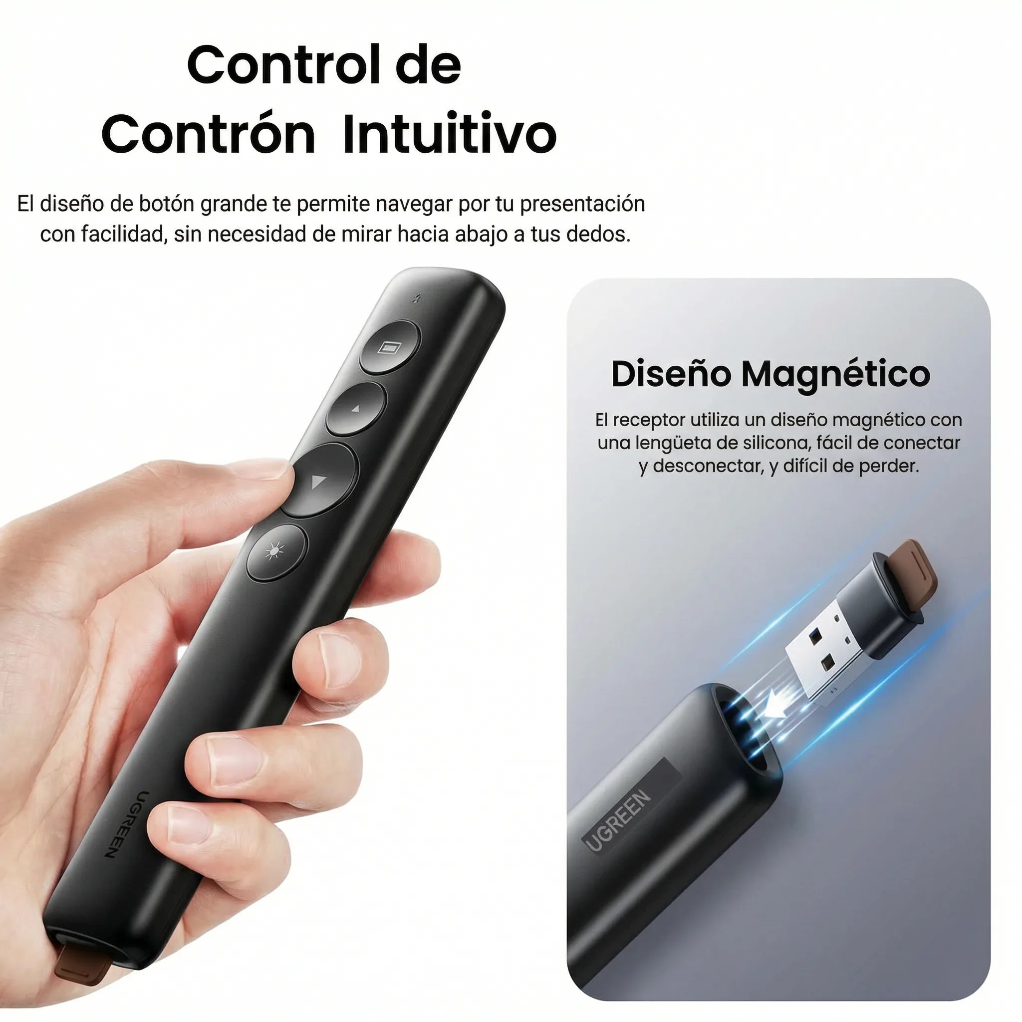 Puntero Presentador Láser UGREEN 2.4 GHz Alcance hasta 200m - 50654