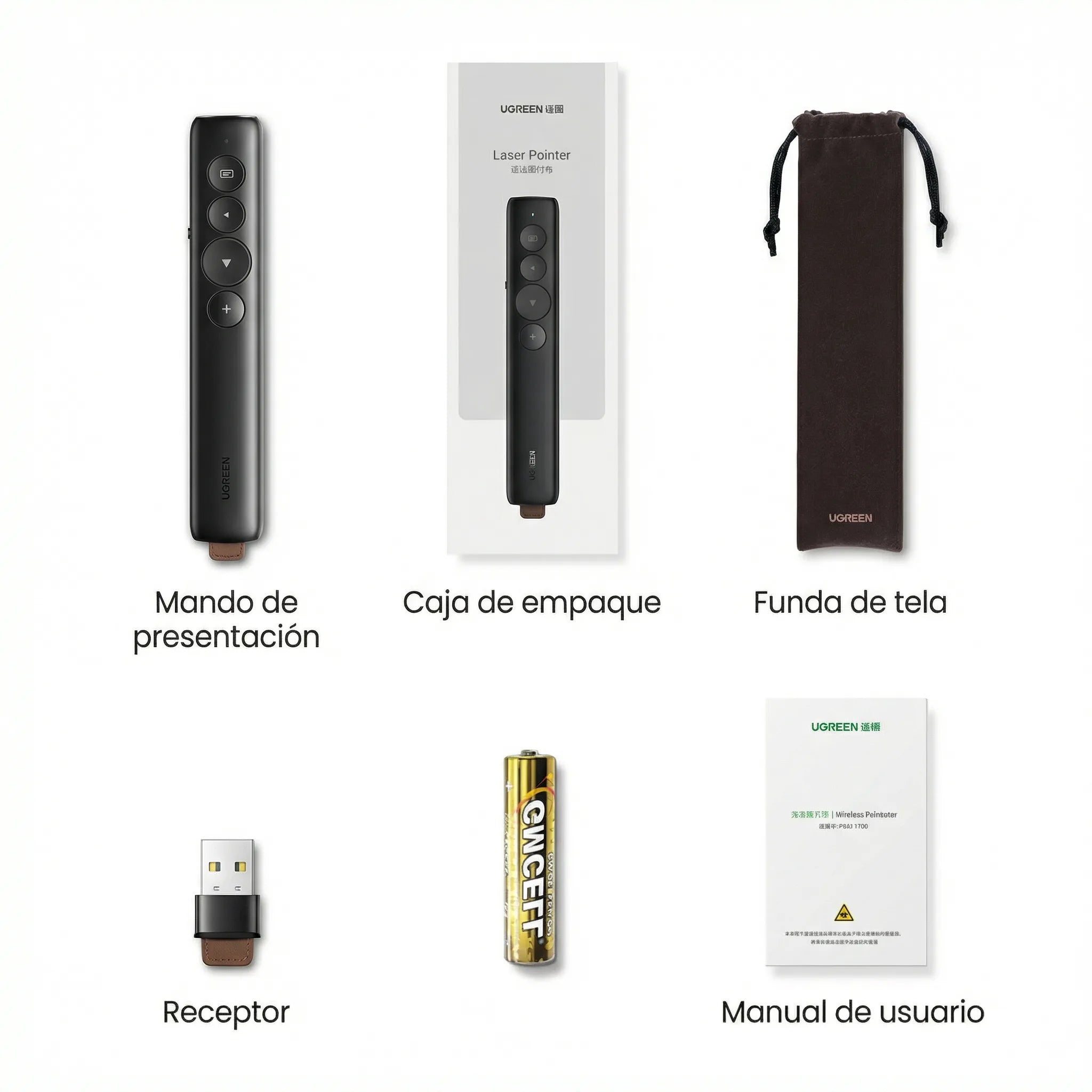 Puntero Presentador Láser UGREEN 2.4 GHz Alcance hasta 200m - 50654