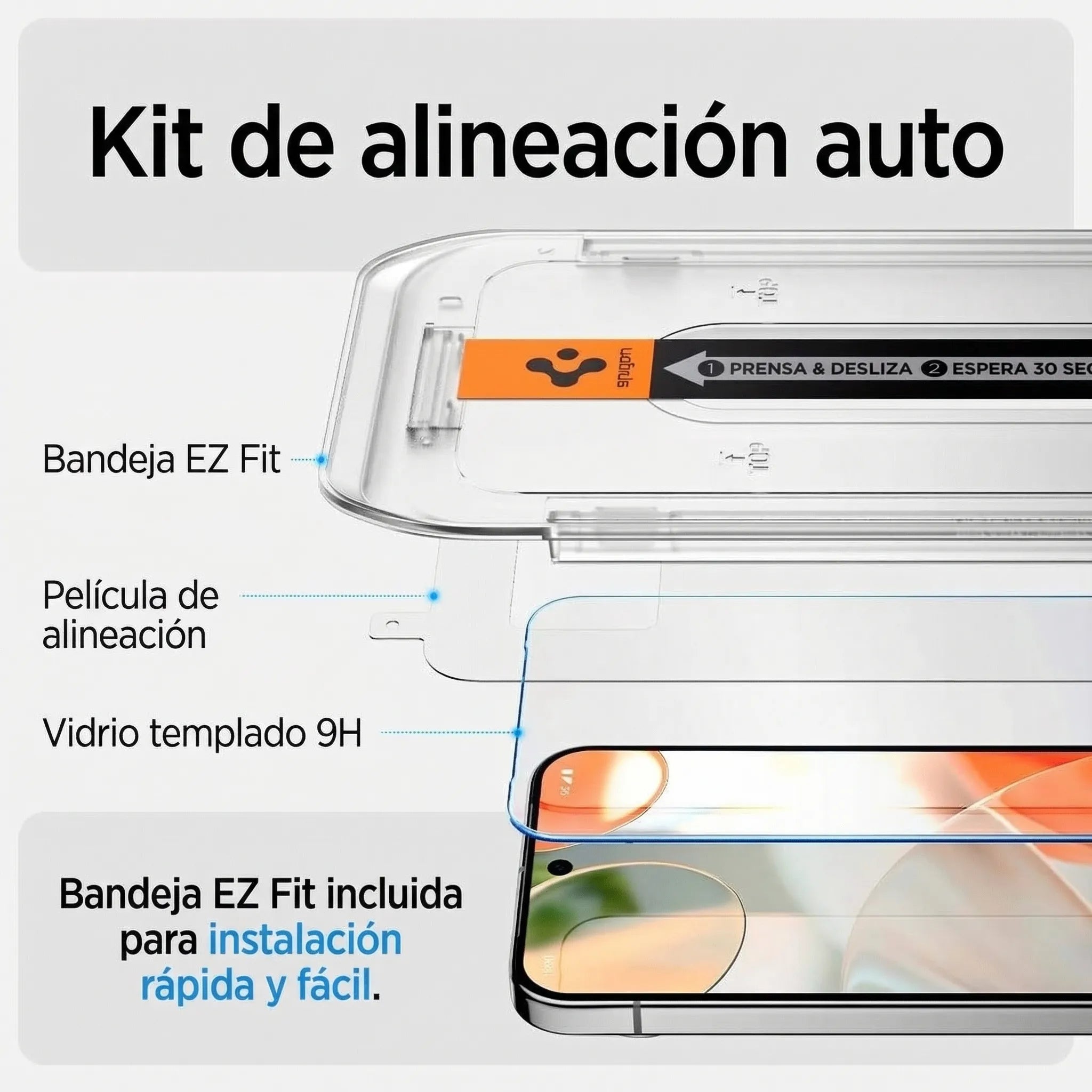 Protector de pantalla Spigen EZ FIT GLAS.tR Pixel 10 / 10 Pro / 9 / 9 Pro (2 UND)