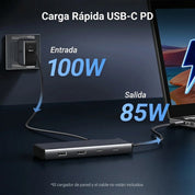 Hub Ugreen 8 en 1 USB-C a 2xHDMI DP 2xUSB-C 3.2 2xUSB-A 3.2 PD 100w 35625