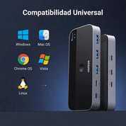 Conmutador Usb-C Ugreen Cm687 (25098) 2 Computadoras Comparten 4 Puertos, Para Pc Laptop Teclado Raton Webcam Usb-Microfono