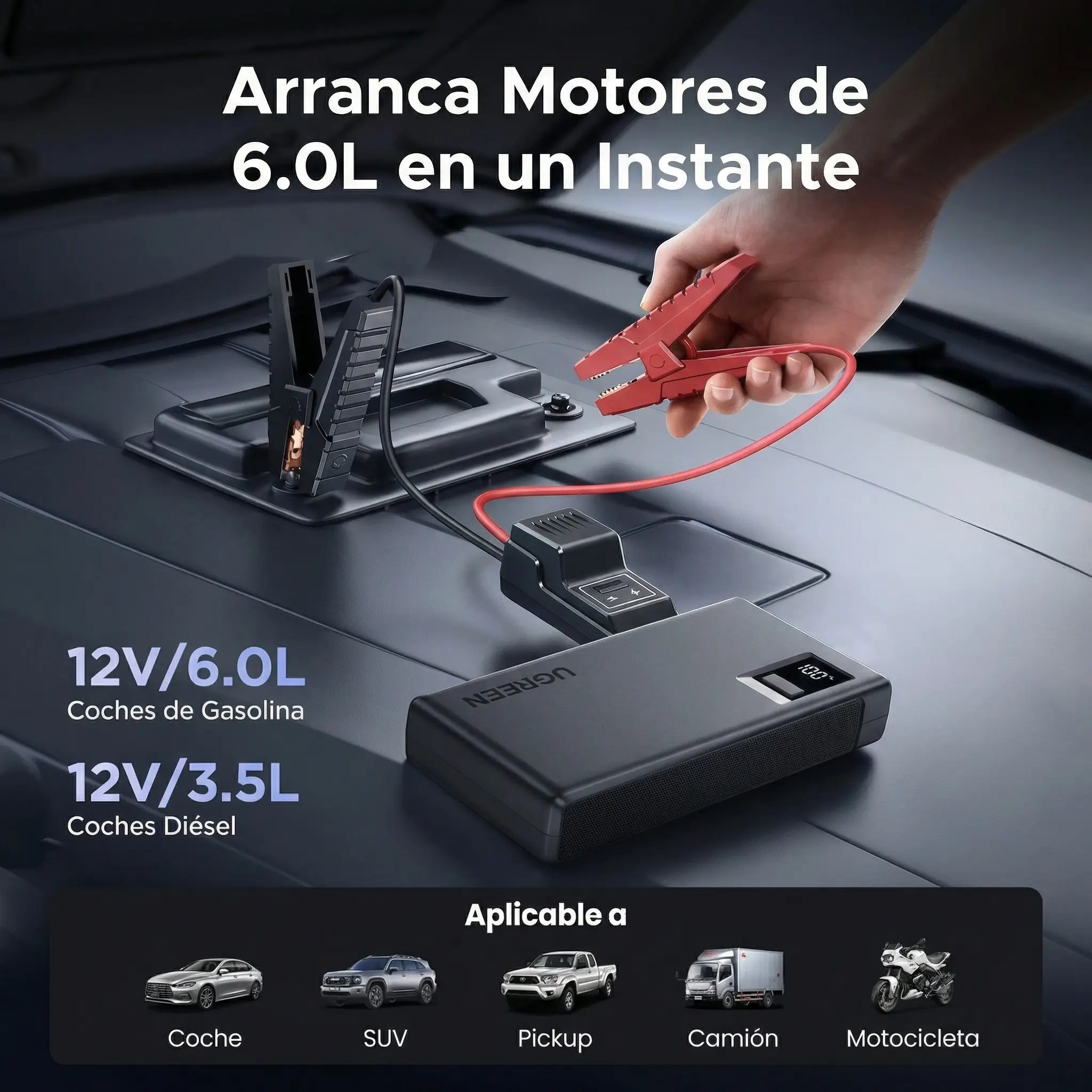 Arrancador de batería 1000A UGREEN con PowerBank 12000 mAh