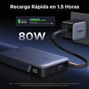 UGREEN Nexode Power Bank, 20000mAh 145W Cargador portátil para portátil con cable USB-C integrado