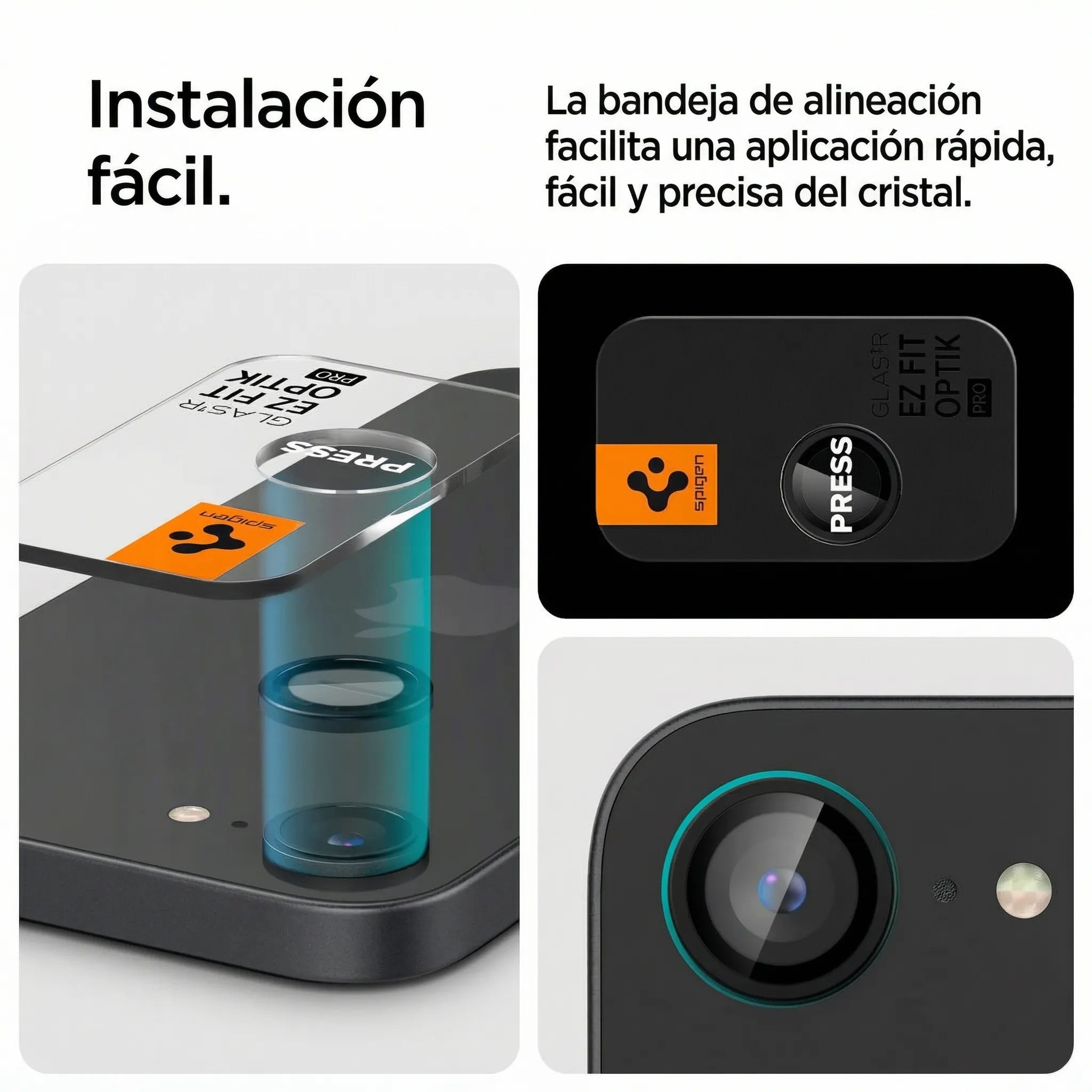 Protector de Cámara Spigen Optik Pro Ez Fit iPhone 17e / iPhone 16e (2 Pack)