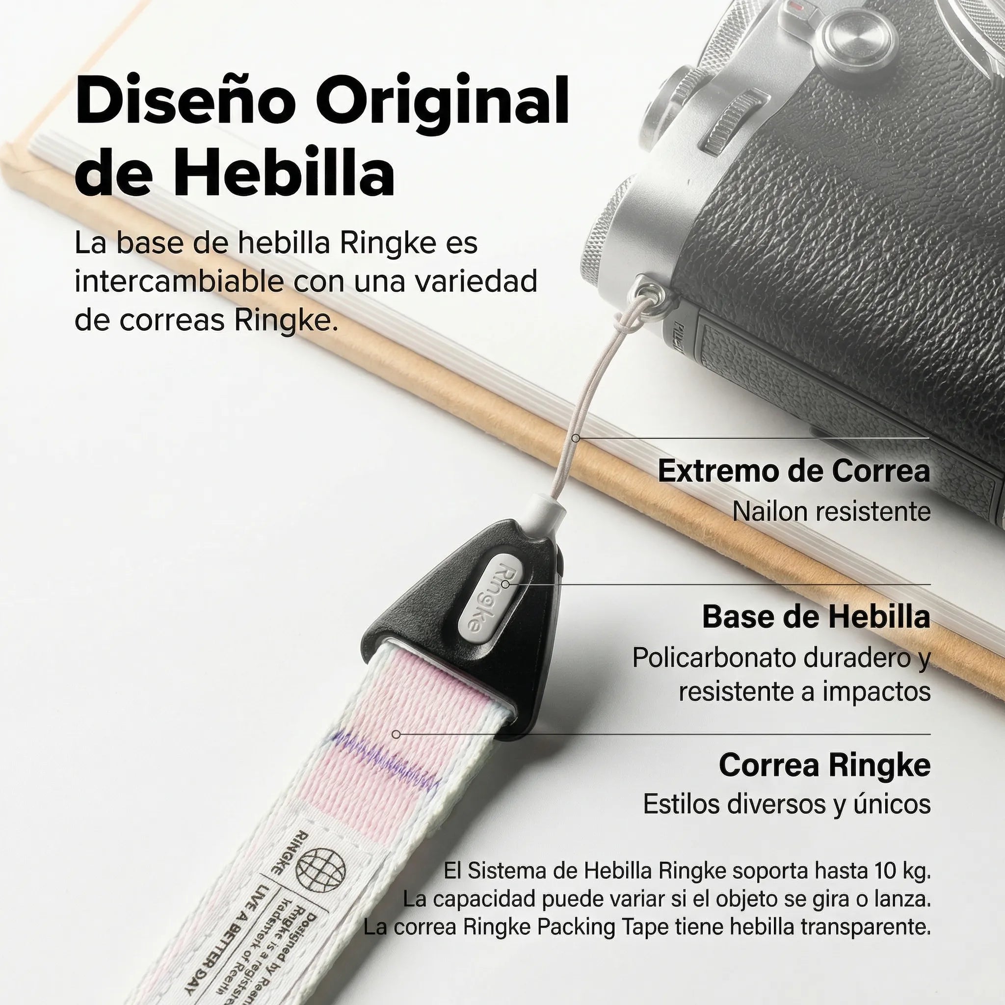 Correa Ringke Design Hand Strap - Stripe Pink
