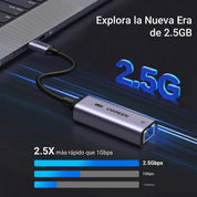 UGREEN Adaptador USB-C a Ethernet 2.5G RJ45 para Laptop y Tablet