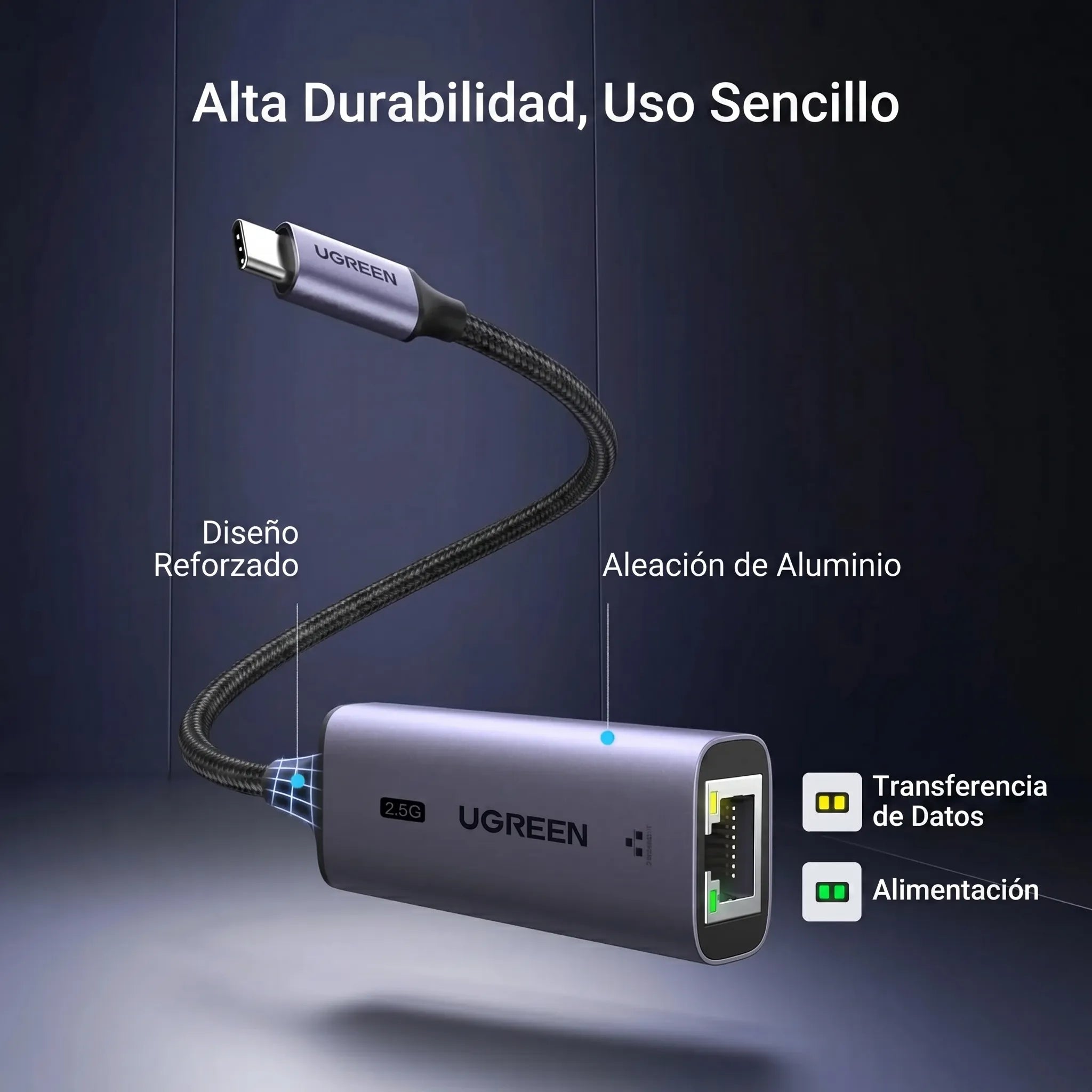 UGREEN Adaptador USB-C a Ethernet 2.5G RJ45 para Laptop y Tablet