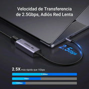 UGREEN Adaptador USB-C a Ethernet 2.5G RJ45 para Laptop y Tablet