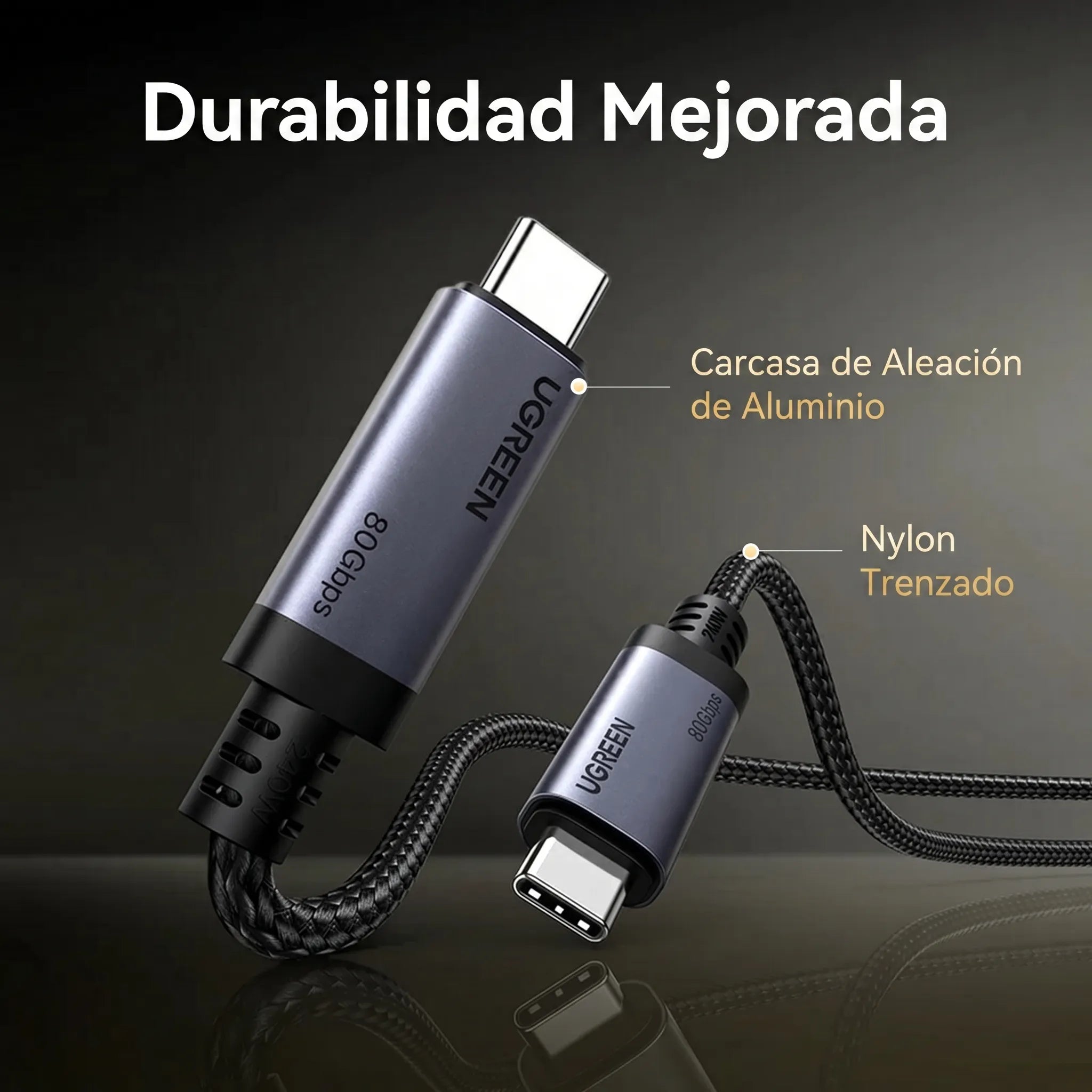 UGREEN Cable USB-C Gen4 240W 80Gbps USB4 16K/8K 60Hz 1M