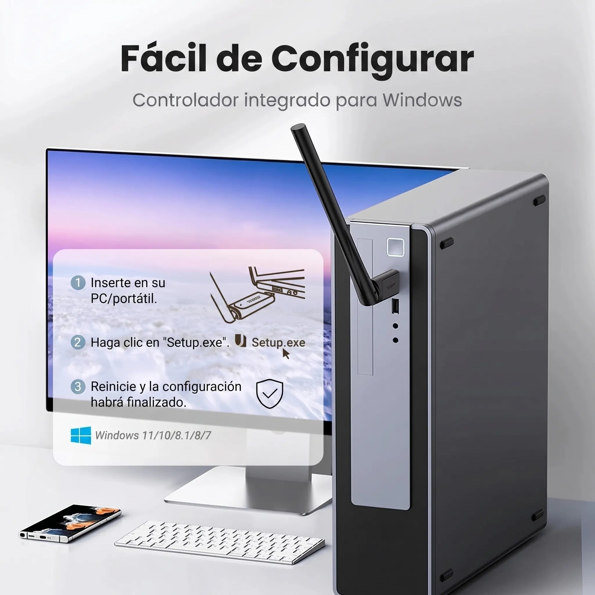 UGREEN adaptador USB Wi-Fi AC650 dual band de alta ganancia