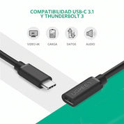 UGREEN cable extensor USB-C 1M 10Gbps PD 100W