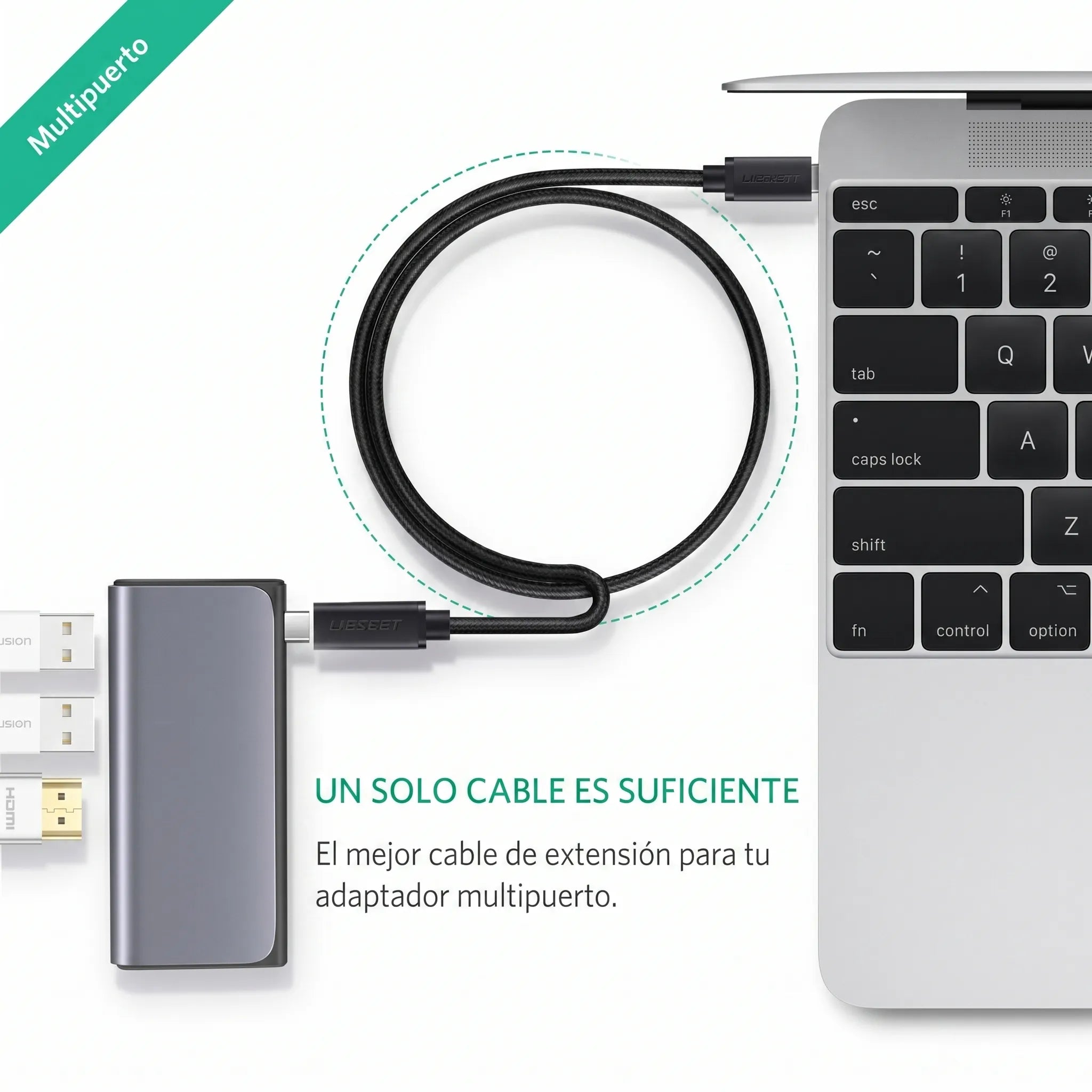 UGREEN cable extensor USB-C 1M 10Gbps PD 100W