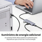 UGREEN hub USB 3.0 de 4 puertos 5Gbps con alimentación adicional