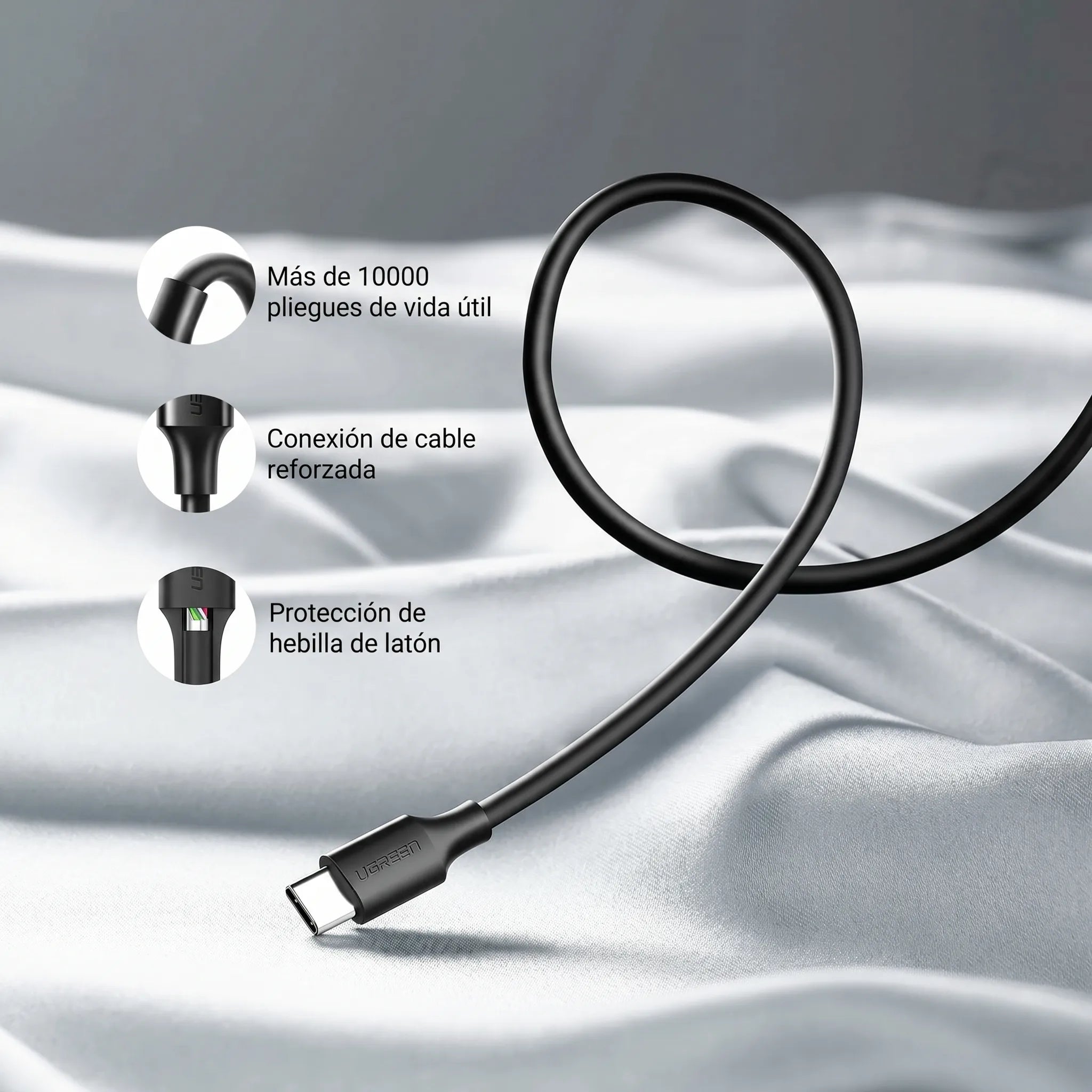 UGREEN cable USB-A a USB-C 1M 15W 3A QC3.0 para carga y datos