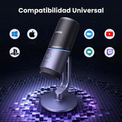 UGREEN micrófono USB para streaming y gaming con RGB CM769