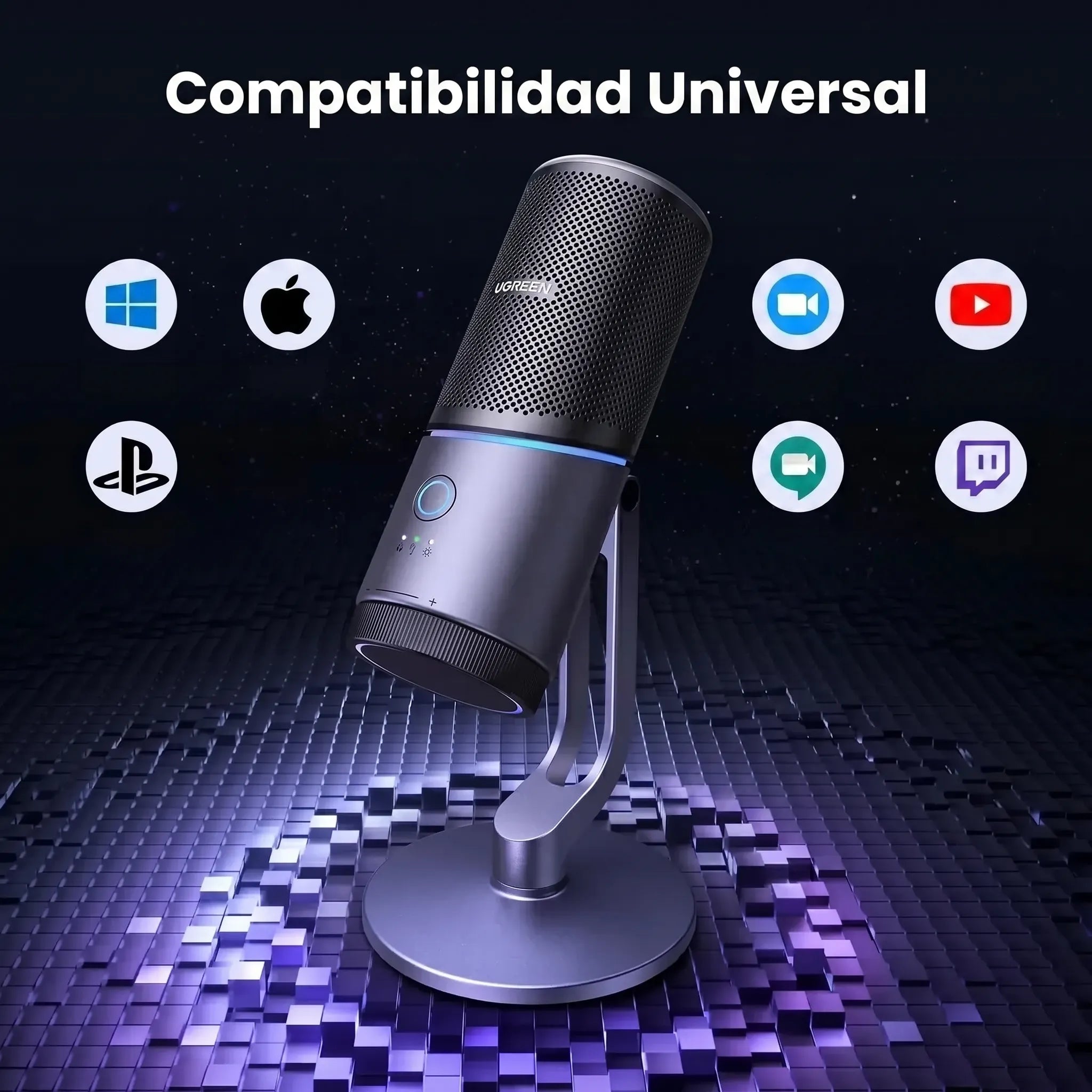 UGREEN micrófono USB para streaming y gaming con RGB CM769