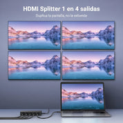 UGREEN splitter HDMI 1x4 4K 60Hz para duplicar señal en 4 pantallas