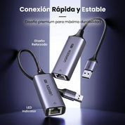 UGREEN adaptador USB 3.0 a Ethernet 2.5G RJ45 CM648 internet rápido