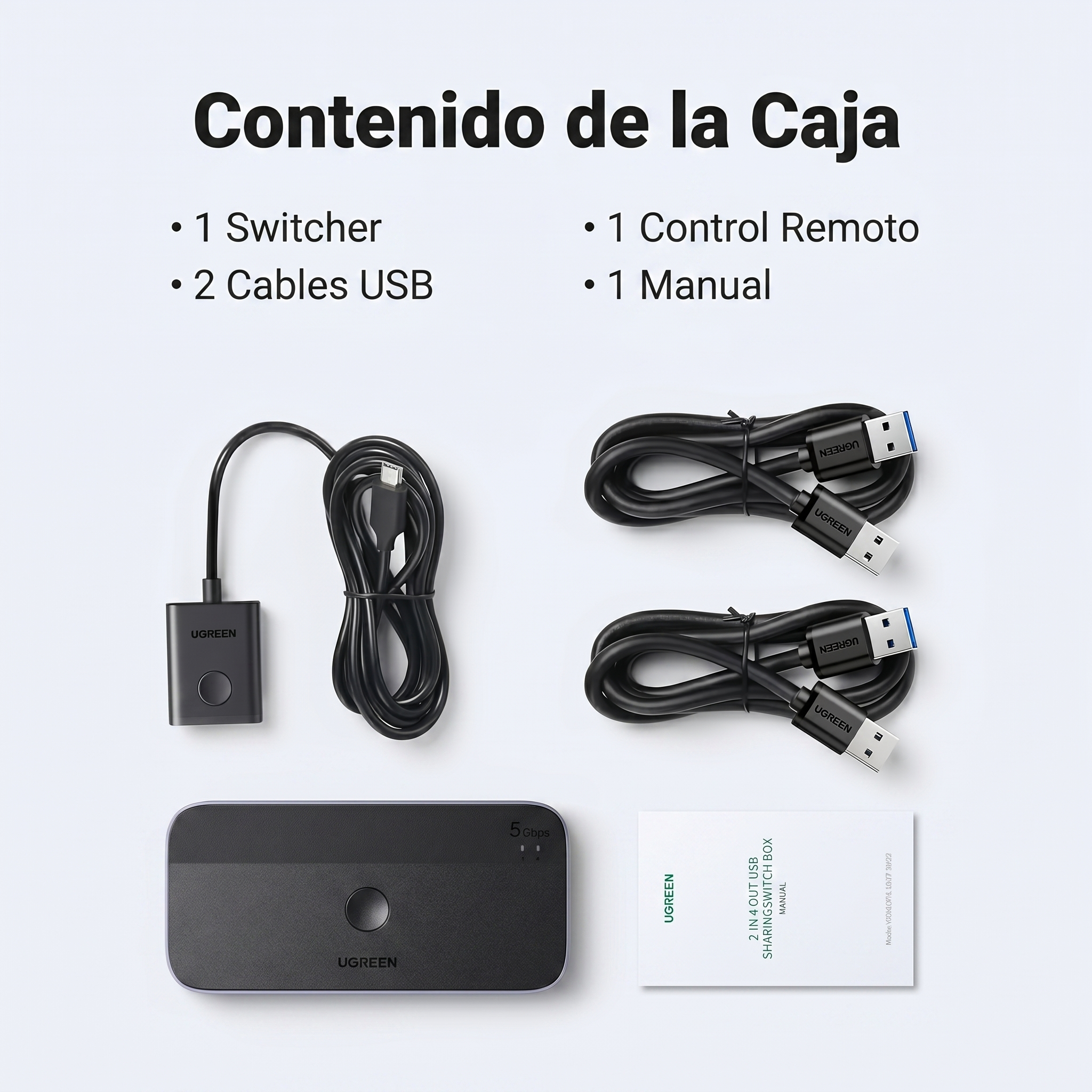 UGREEN switch USB-C 2 equipos con 4 puertos USB 3.0