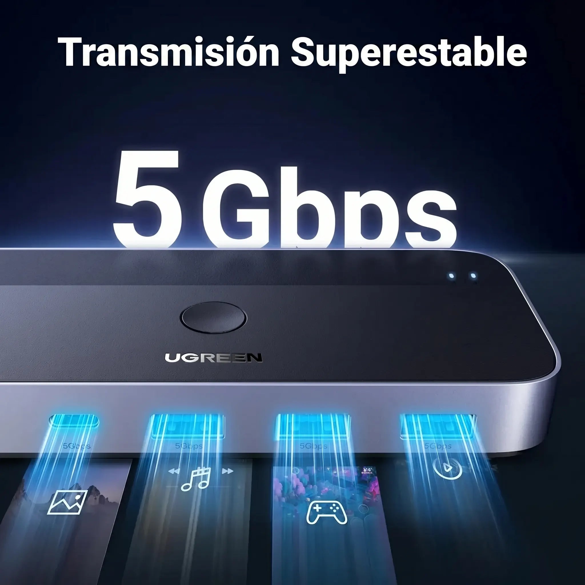 UGREEN switch USB-C 2 equipos con 4 puertos USB 3.0