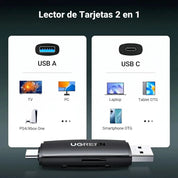 UGREEN lector de tarjetas SD y microSD USB-C y USB-A 3.0
