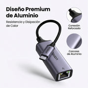 UGREEN adaptador USB-C a Ethernet gigabit RJ45 CM483 conexión estable