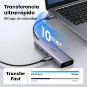 Hub Ugreen 6 en 1 USB-C a HDMI/USB-A/USB-C PD 100W CM511-35999