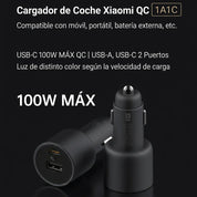 Xiaomi 100W Dual-Port Car Charger Kit - cargador para auto 100W USB-C