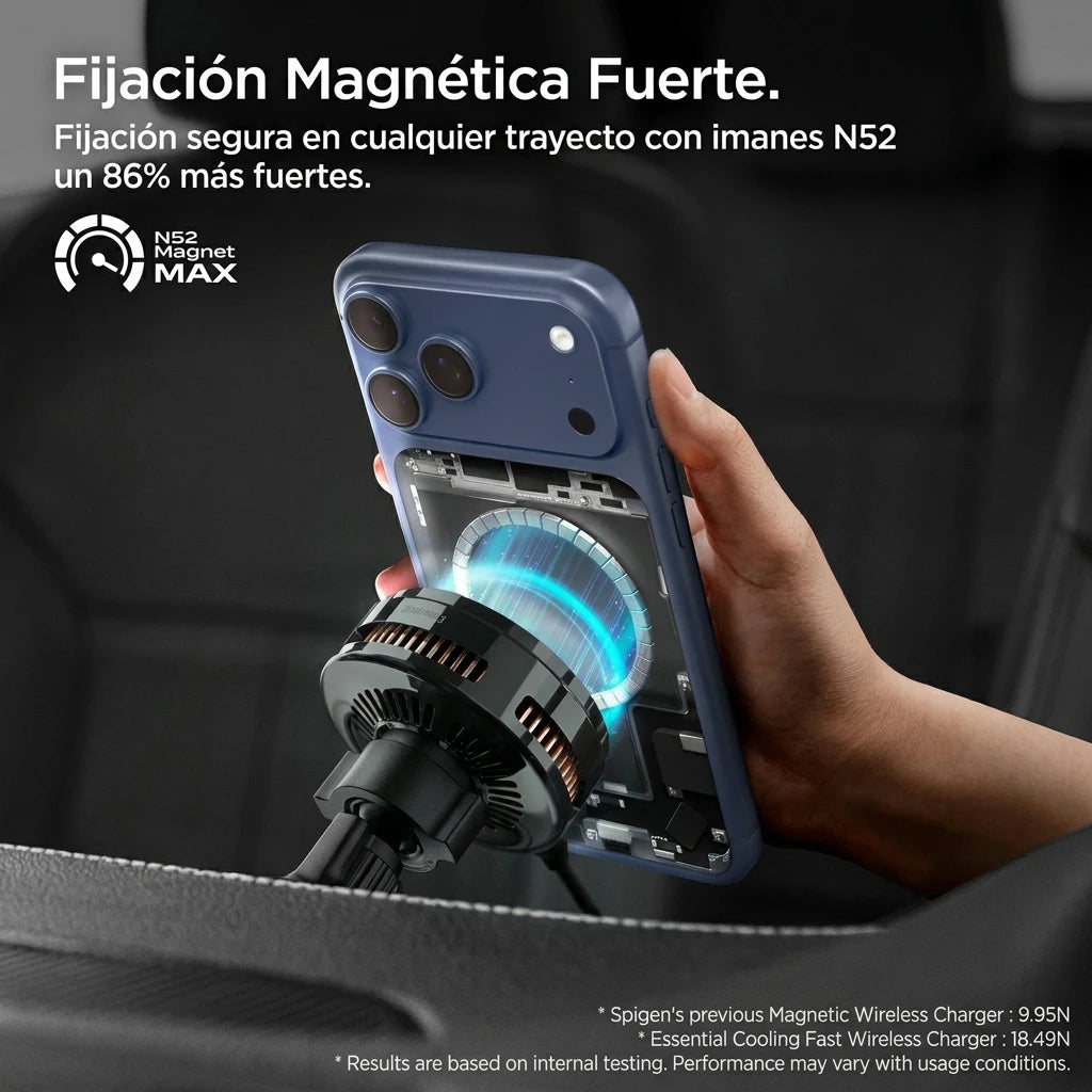 Soporte Cargador Magnético Spigen Essential Para Auto Qi2.2 25W