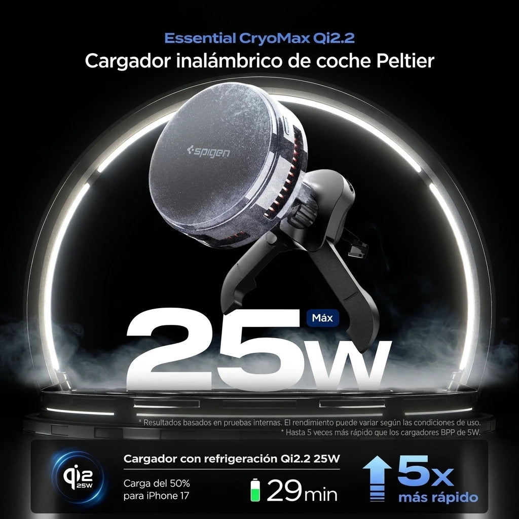 Soporte Cargador Magnético Spigen Essential Para Auto Qi2.2 25W