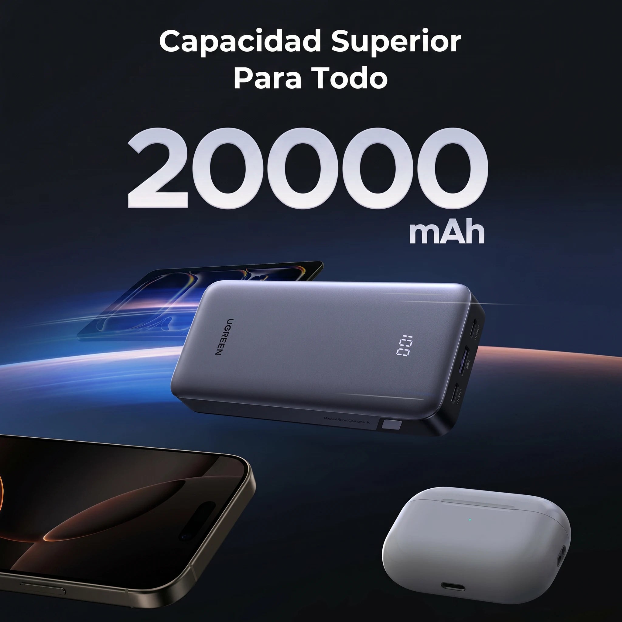 UGREEN power bank 20000mAh 30W PD PB532 para carga rápida portátil