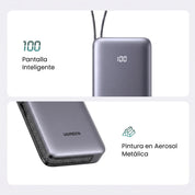 UGREEN Nexode Power Bank 20000mAh 30W con cable USB-C Integrado