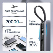 UGREEN Nexode Power Bank 20000mAh 30W con cable USB-C Integrado
