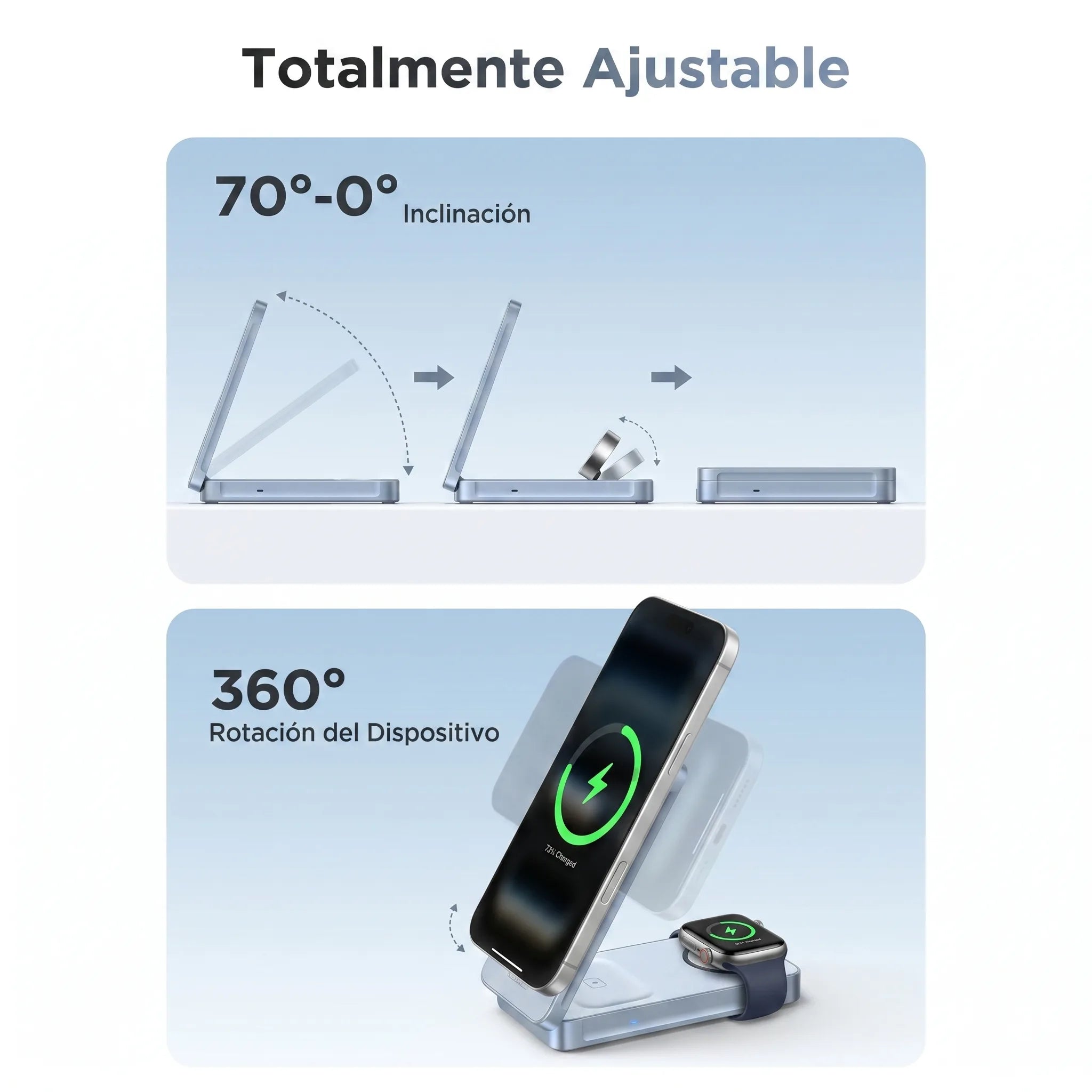 Base de carga 3 en 1 25W UGREEN Magflow para iPhone