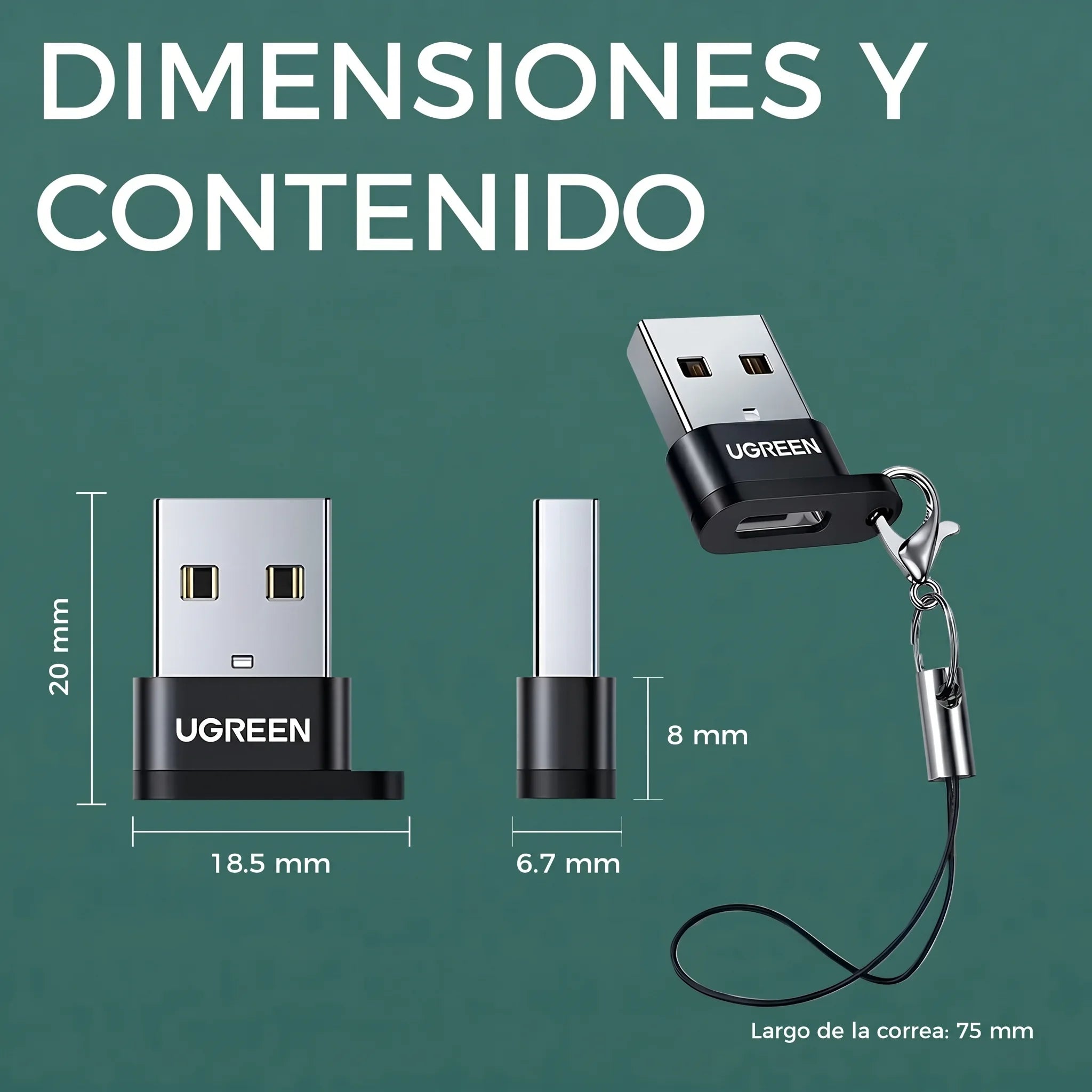 UGREEN adaptador USB-A a USB-C OTG US280 para datos y carga
