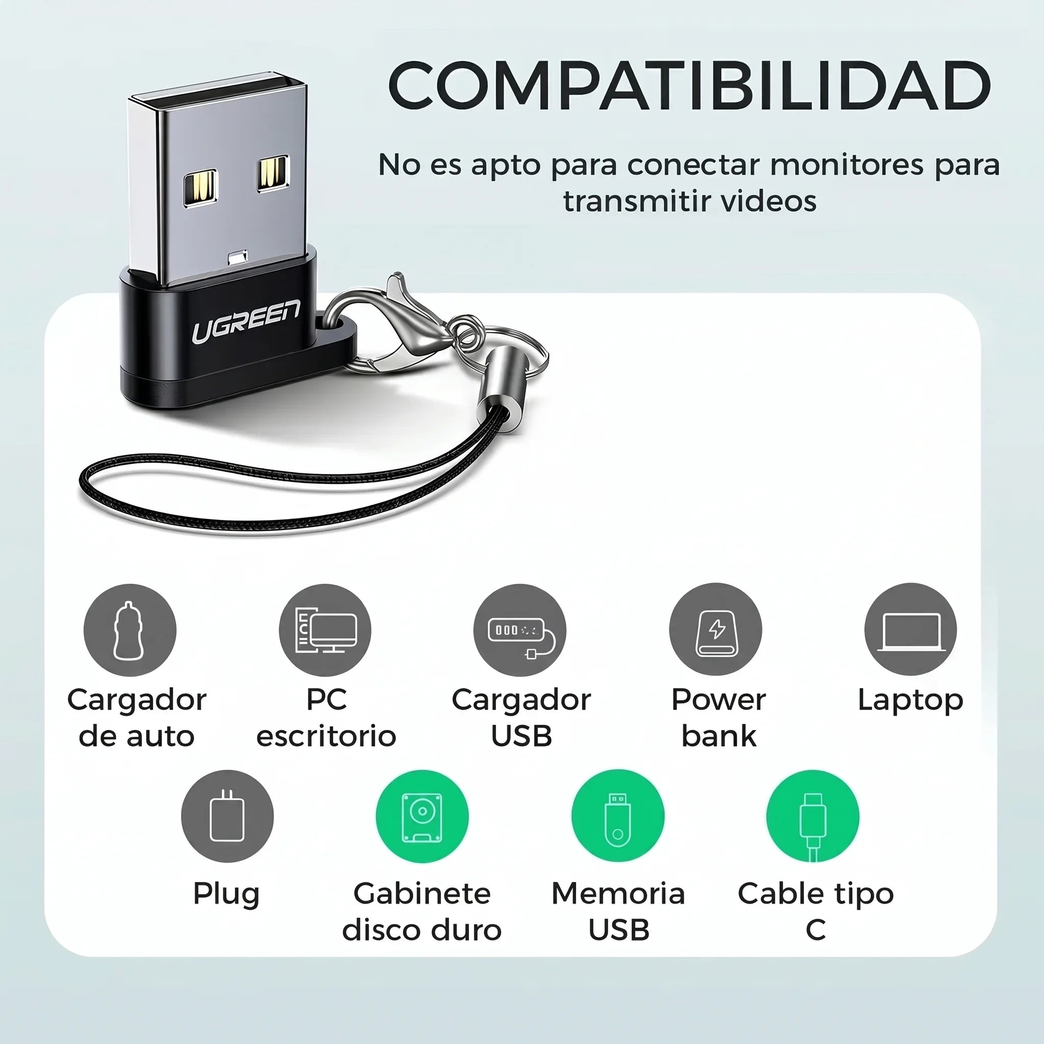 UGREEN adaptador USB-A a USB-C OTG US280 para datos y carga