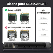 UGREEN carcasa USB-C para SSD M.2 NGFF con cable 50cm