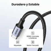 Cable UGREEN USB-C a USB-C de carga rápida (US261 / 50150) 1M 60W