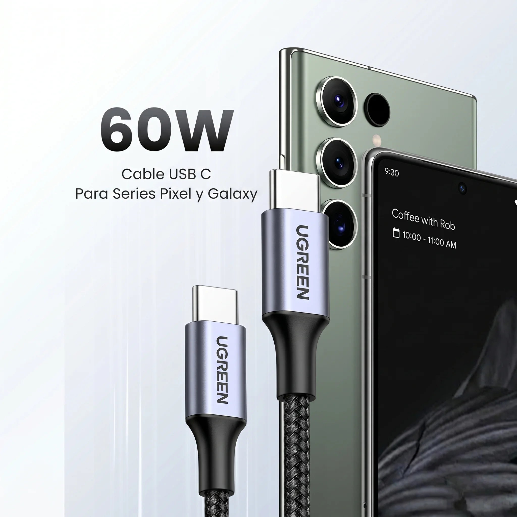 Cable UGREEN USB-C a USB-C de carga rápida (US261 / 50150) 1M 60W