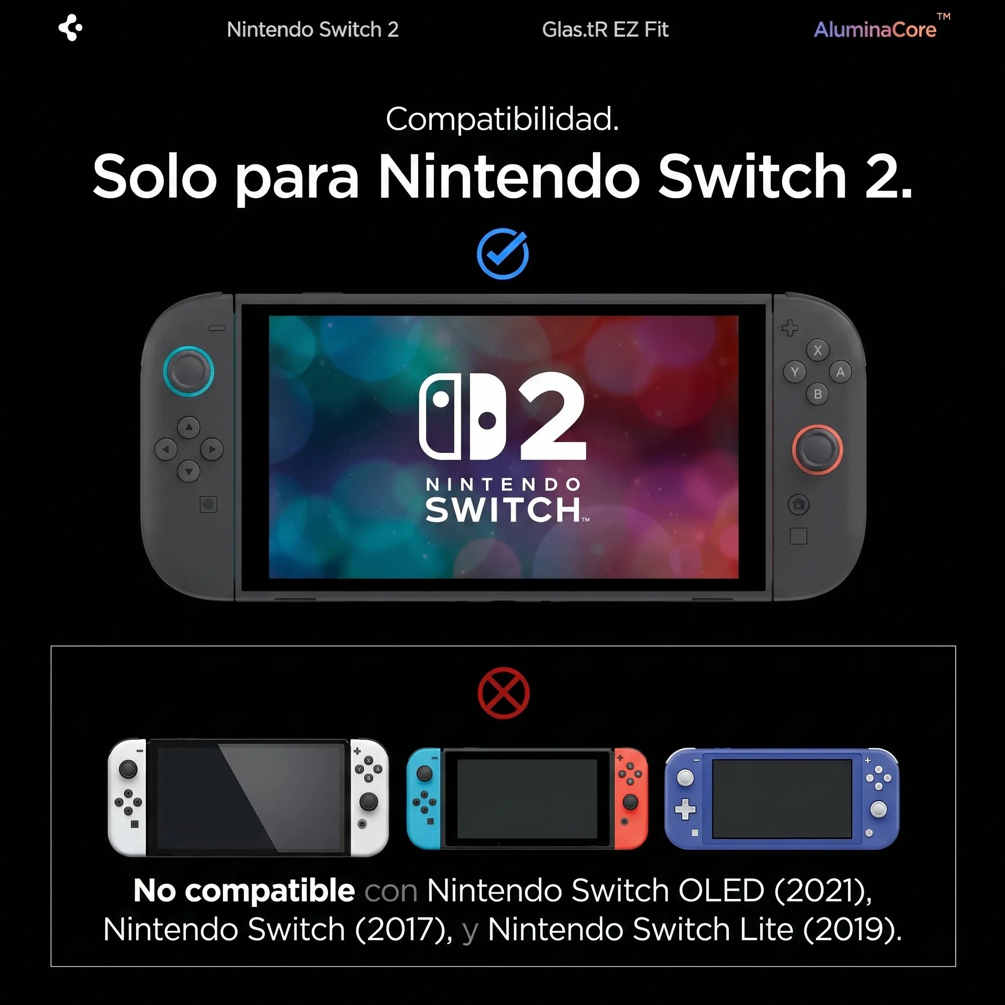 Protector de Pantalla Spigen GLAS.tR EZ Fit Nintendo Switch 2 (2 pack)