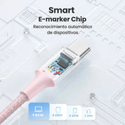 UGREEN cable USB-C a USB-C 1M 100W 5A carga rápida y datos - Pink