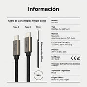 Cargador Ringke Carga Rápida 12W Trenzado Nylon Tipo C a C (1 Metro)