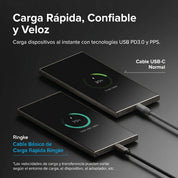 Cargador Ringke Carga Rápida 12W Trenzado Nylon Tipo C a C (1 Metro)