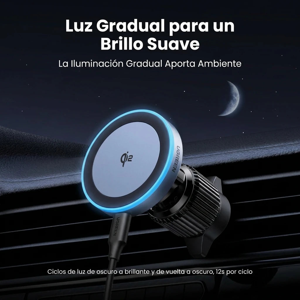 UGREEN MagFlow Qi2 - cargador magnético para auto 15W