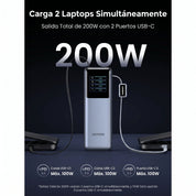 UGREEN Nexode 25000mAh 200W - power bank con cable integrado
