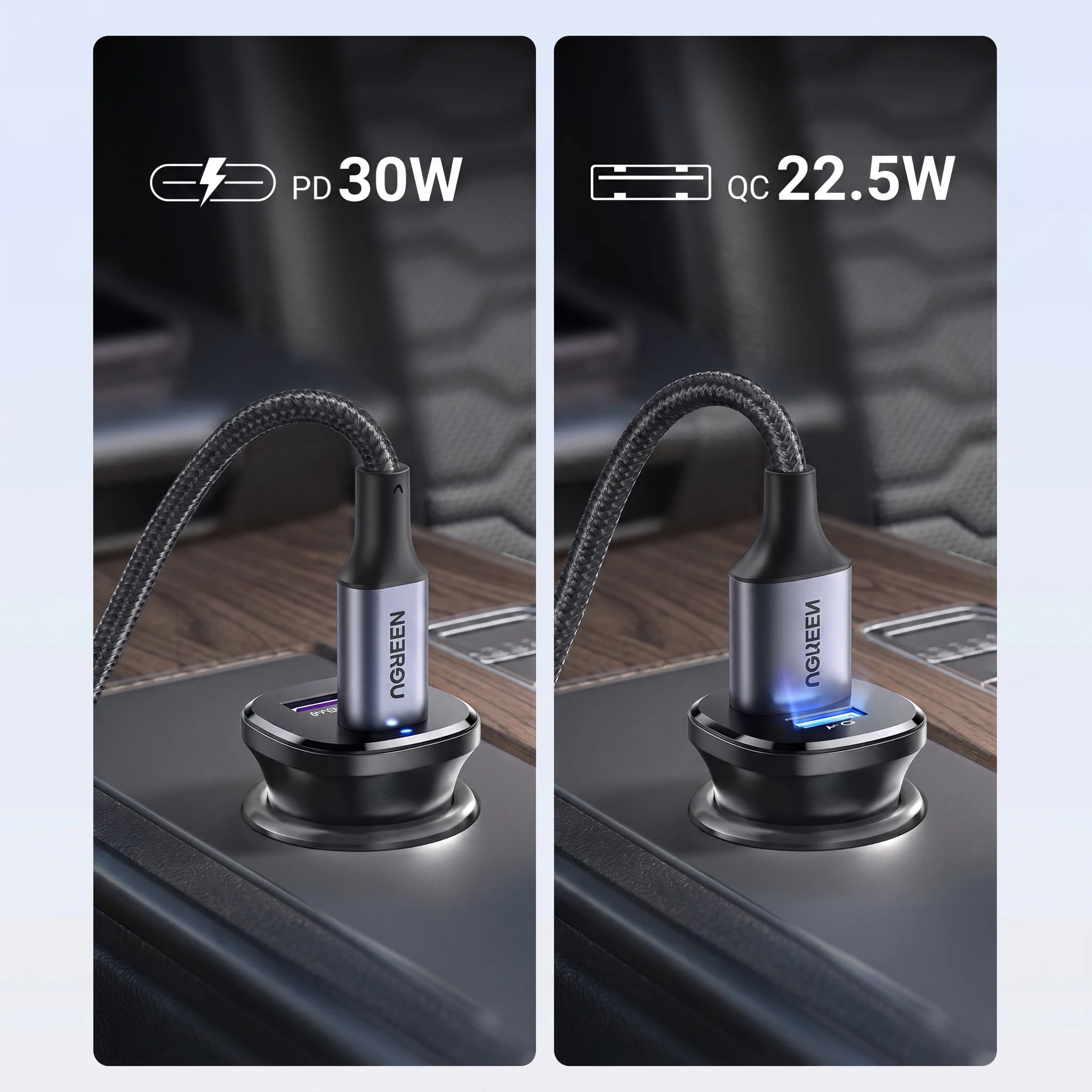 UGREEN EC305 - cargador de auto USB-C y USB-A 30W