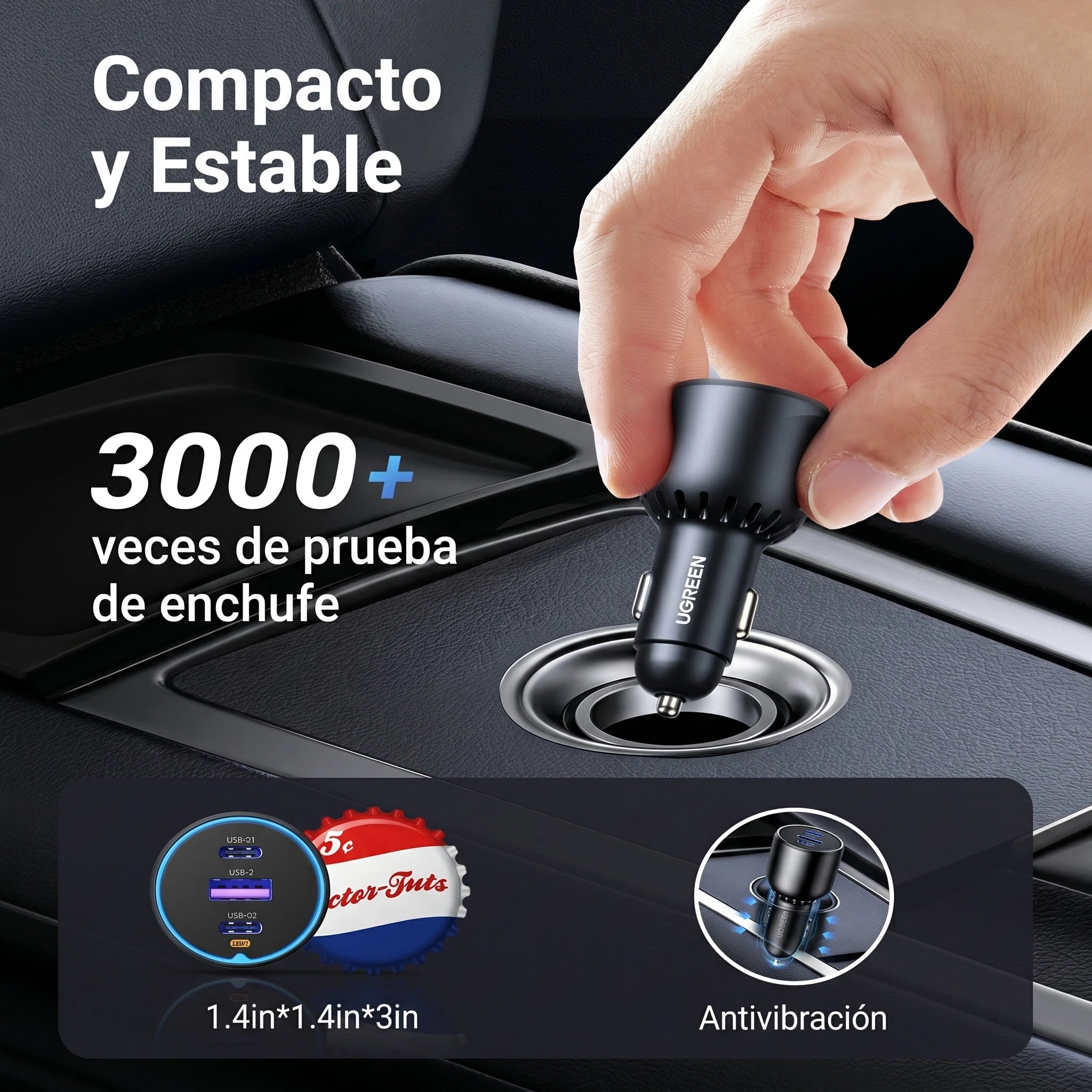 UGREEN EC705 - cargador de auto USB-C y USB-A 130W