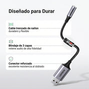 UGREEN CM477 - adaptador USB-A a audio 3.5mm 25cm