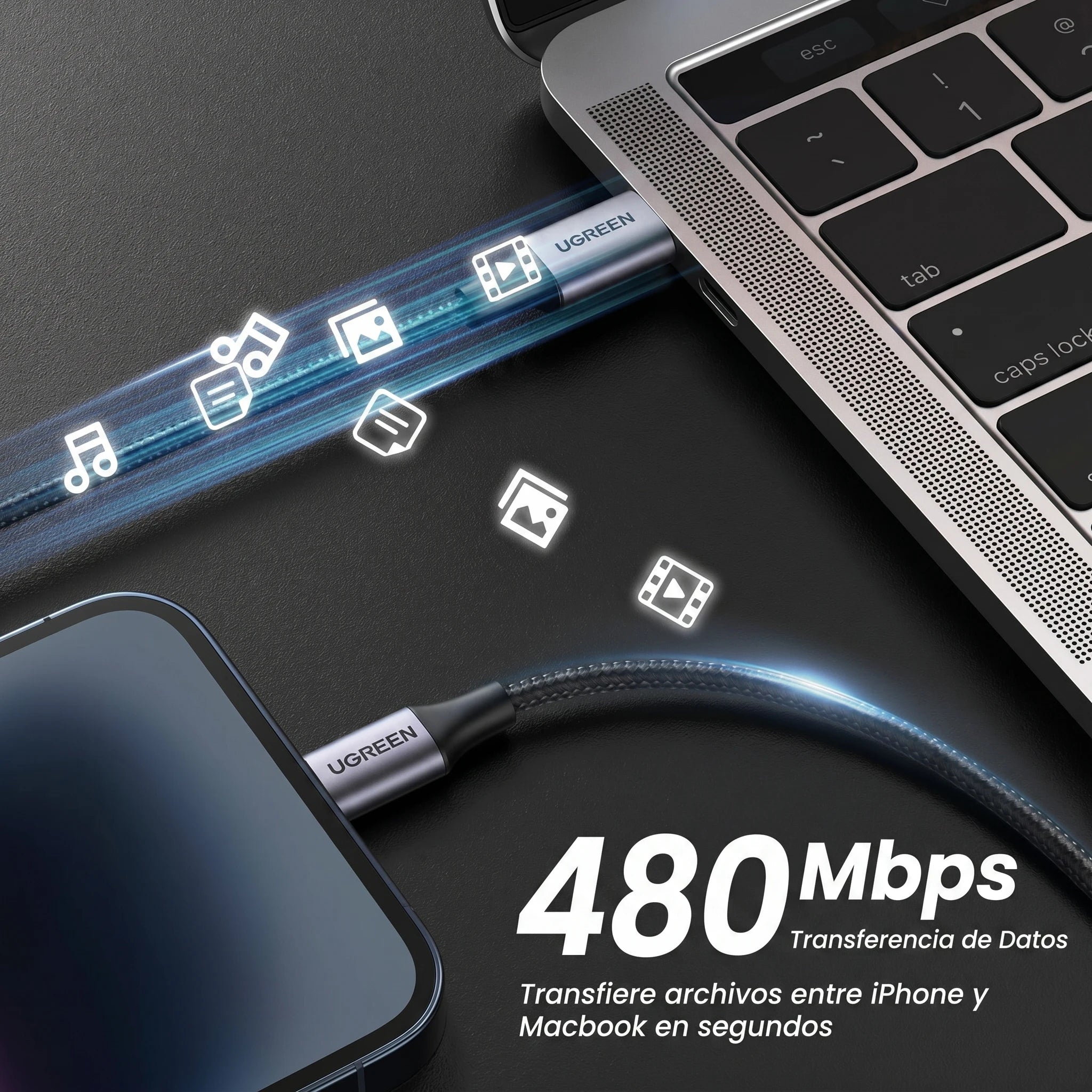 UGREEN US304 - cable USB-C a Lightning 1M 3A