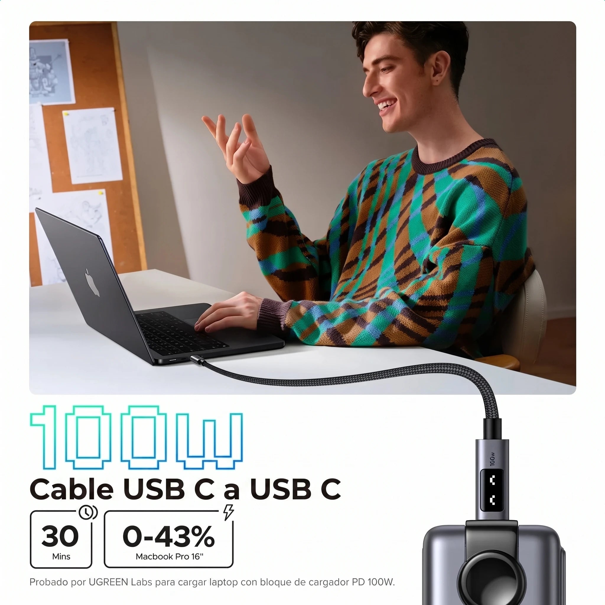 UGREEN L509 - cable USB-C a USB-C 3M 100W 5A